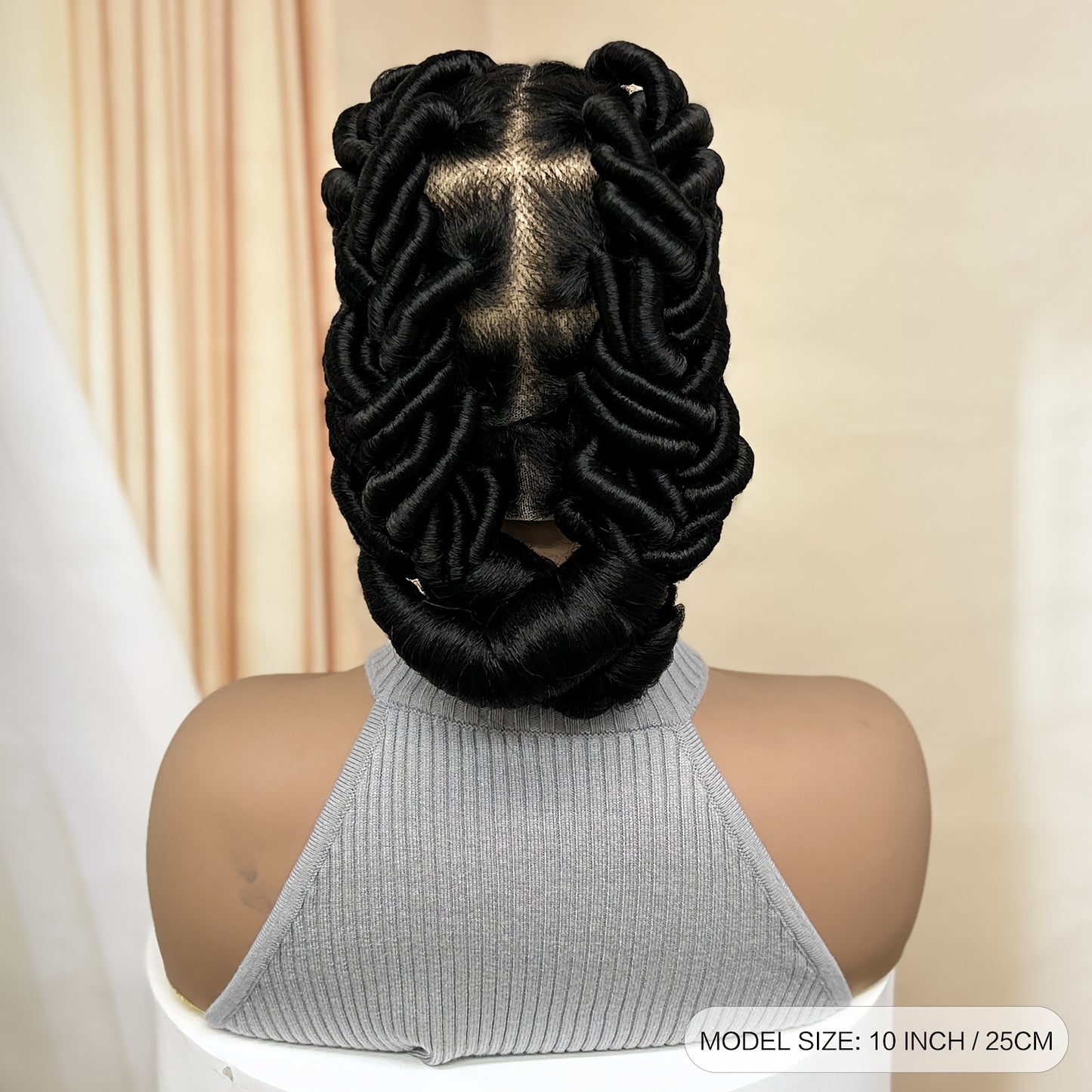 Freesia Beauty Elegant Full Lace Synthetic Wig for Women - High-Density 180%, Heat Resistant Up to 356°F, Versatile Black Braided Style with Natural Look & Fullness, Suitable for All Ethnicities, Heat Resistant Lace Front Wi