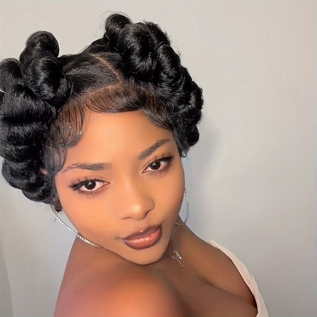 Elegant Full Lace Braid Wig for Women - 200% Density, Double-Layered, Short Style with Large Partition - Perfect for Daily Wear