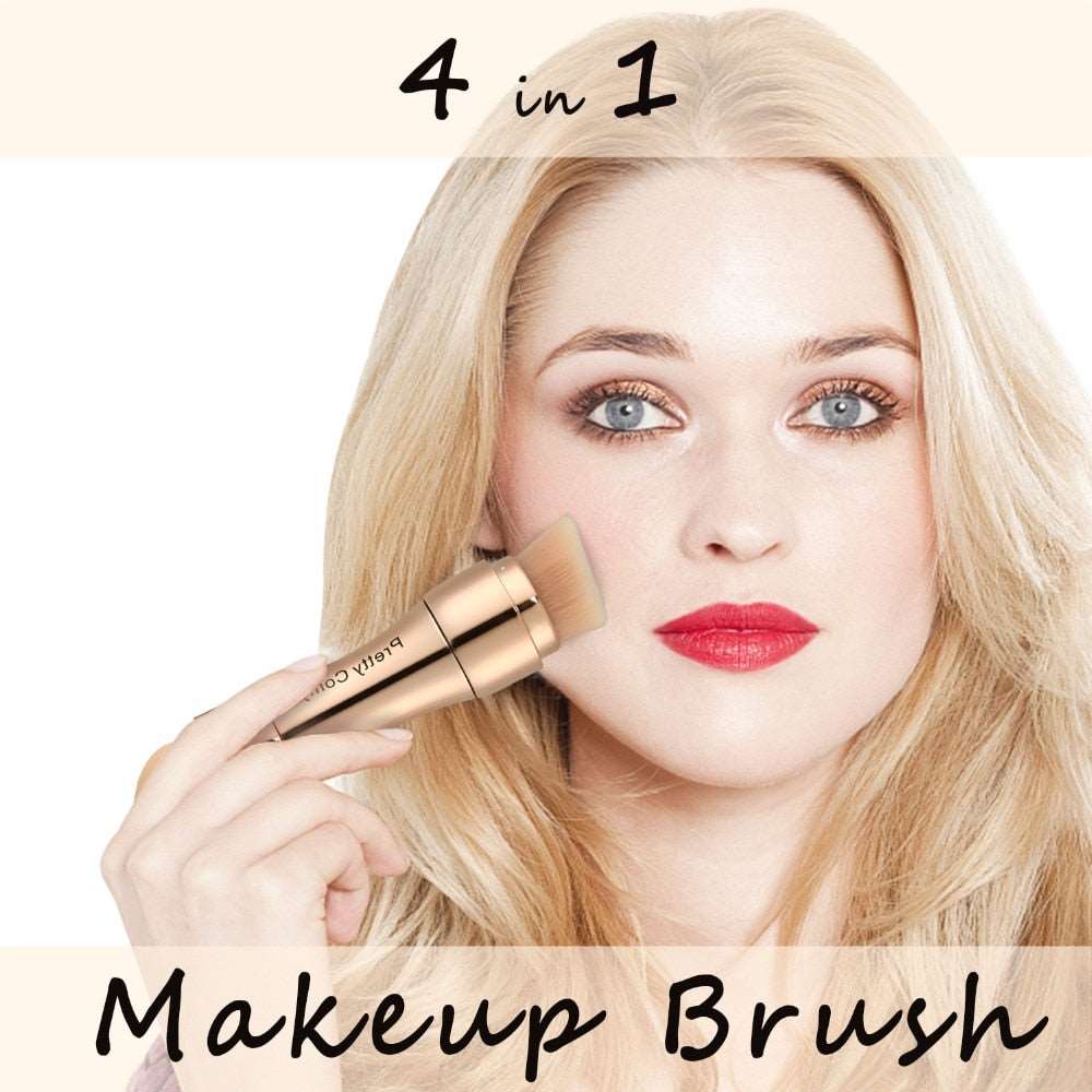 4 In 1 Portable Professional Makeup Brushes Foundation Eyebrow Shadow Eyeliner Blush Powder Tool