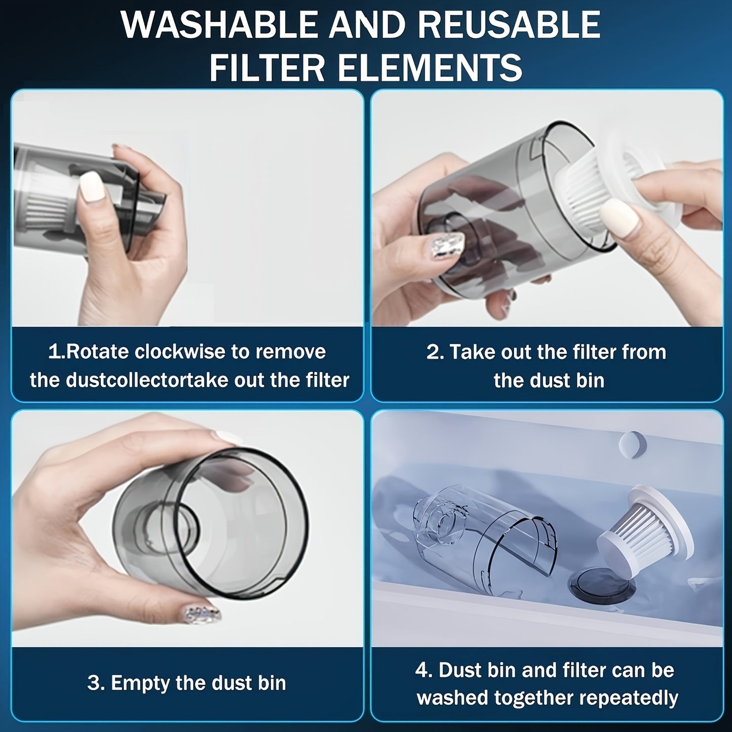 1pc Cordless Handheld Vacuum Cleaner - Portable Blow and Suction with Side Brushes, Anti-Tangling Hair, Low Noise 40dB, 3KPa Suction, for Car, Keyboard, Laptop, Office Dust, with Crevice Tool, Without Battery