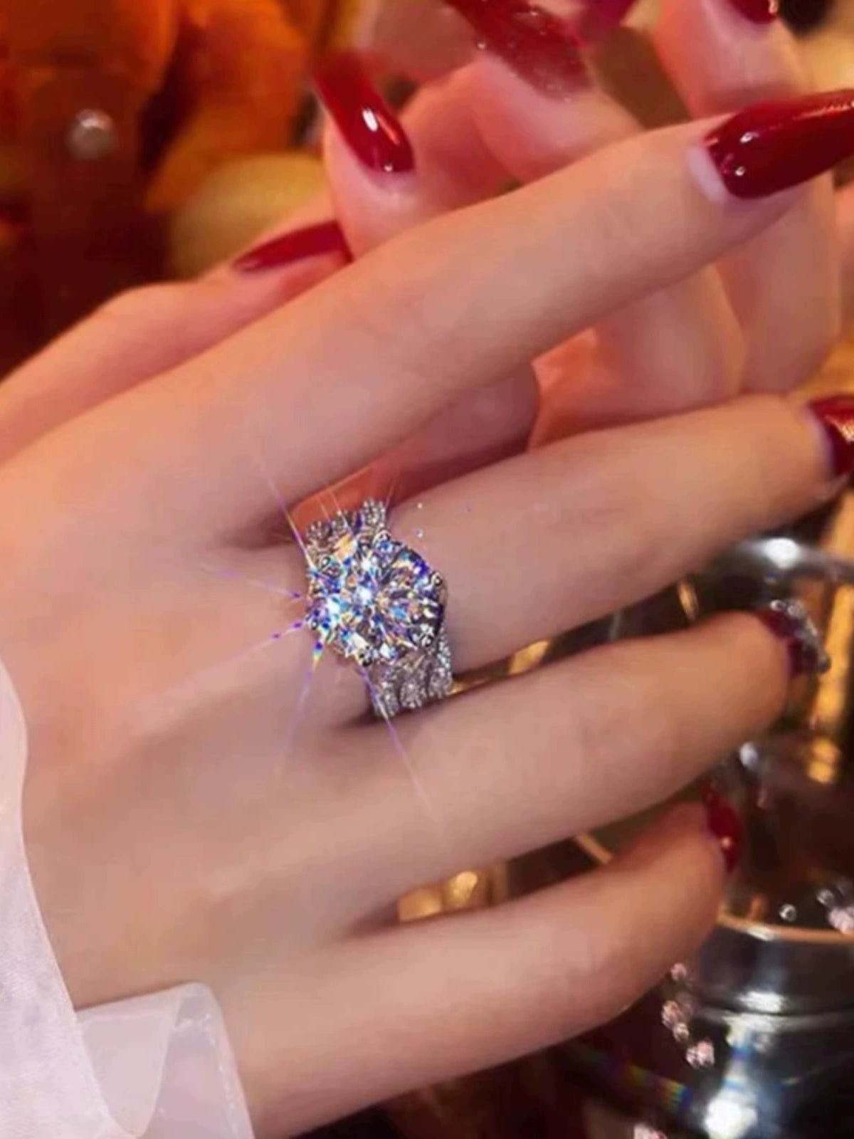 5 Carat Moissanite Cluster Engagement Ring