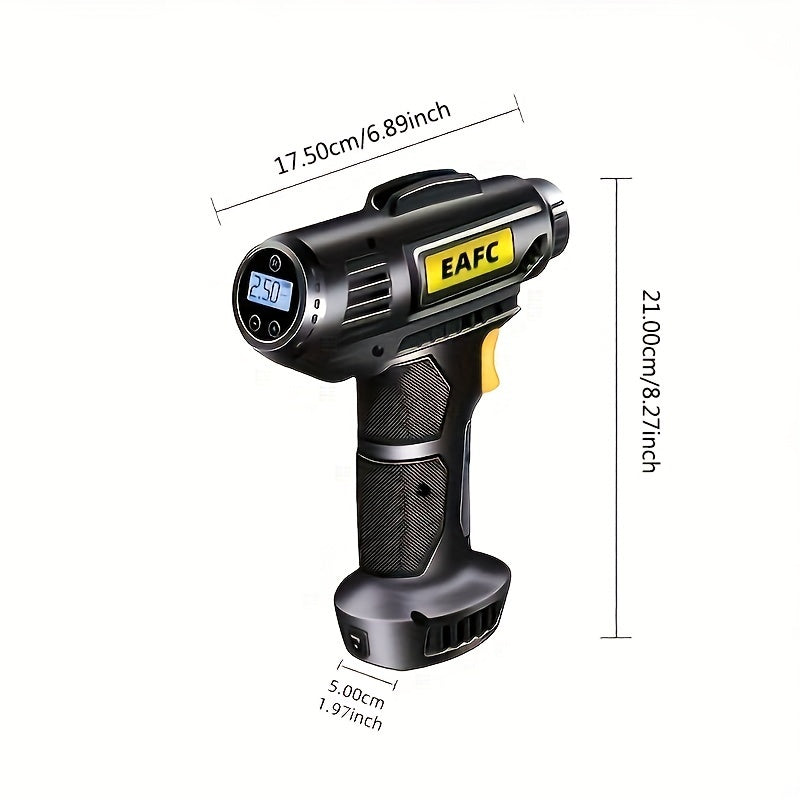 Cordless Air Compressor with Pressure Gauge & Light - Inflates Tires up to 150PSI for Cars, Motorcycles, and Bicycles