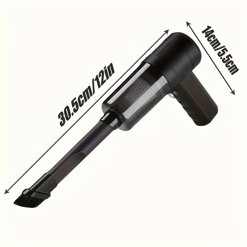 1pc Cordless Handheld Vacuum Cleaner - Portable Blow and Suction with Side Brushes, Anti-Tangling Hair, Low Noise 40dB, 3KPa Suction, for Car, Keyboard, Laptop, Office Dust, with Crevice Tool, Without Battery