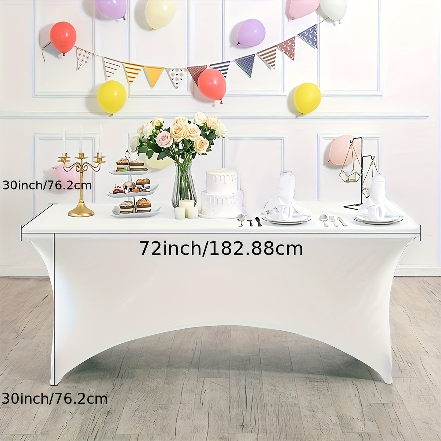 16pcs/Pack Of Rectangular 6ft Elastic Knit Fabric Table Covers, Black Color, Suitable for Decorating Dining Tables In Kitchens, Outdoor Events, Valentine's Day, Women's Day, Easter, Anti-wrinkle And Easy-to-clean Table Cover,