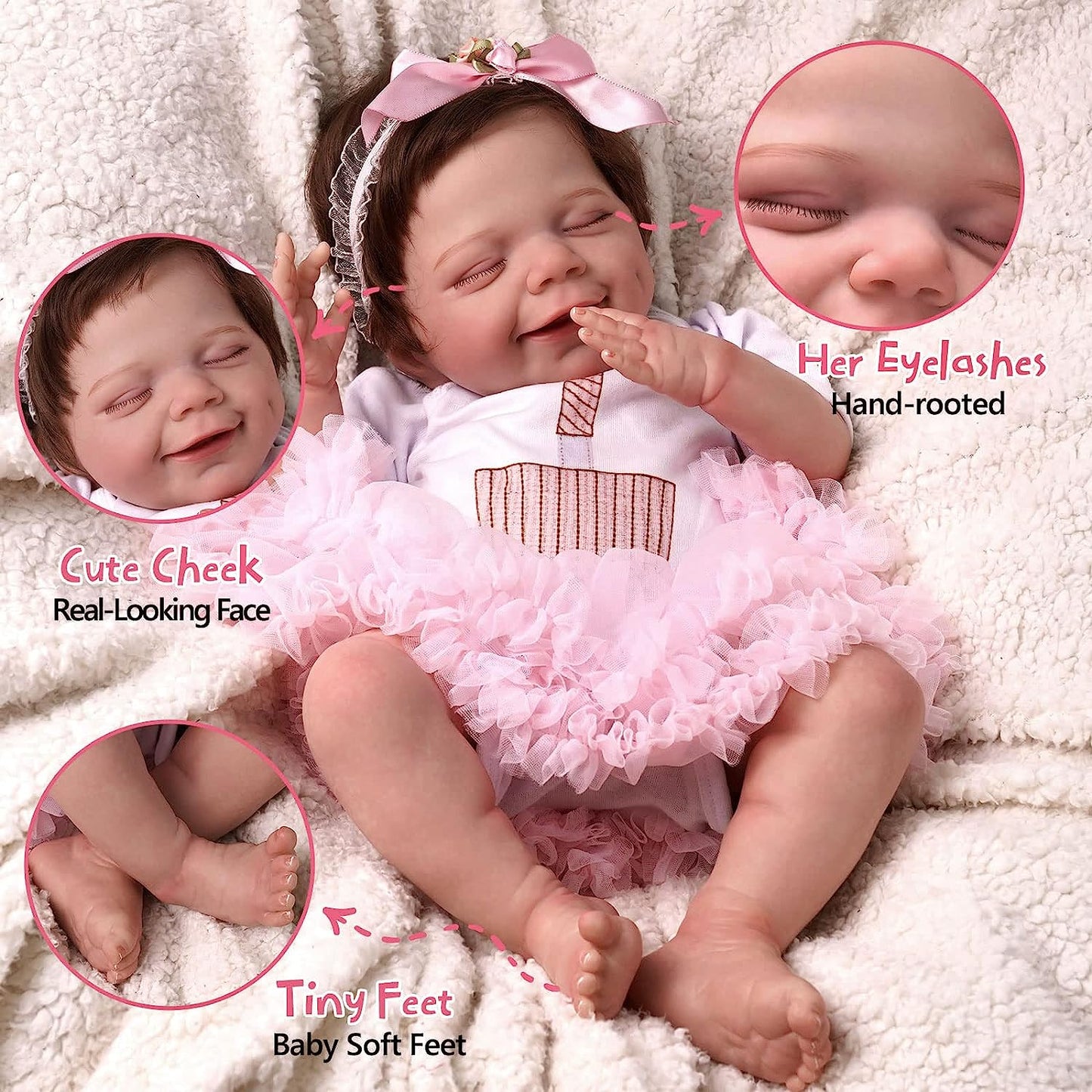 Full Body Silicone Smiling Reborn Doll 22 Inches - Mary