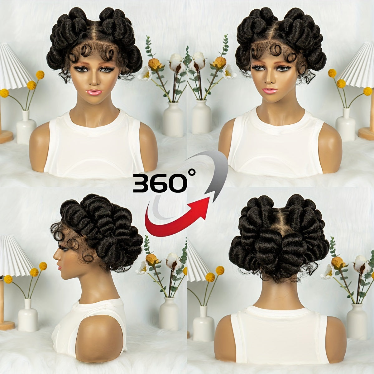 Elegant Full Lace Braid Wig for Women - 200% Density, Double-Layered, Short Style with Large Partition - Perfect for Daily Wear