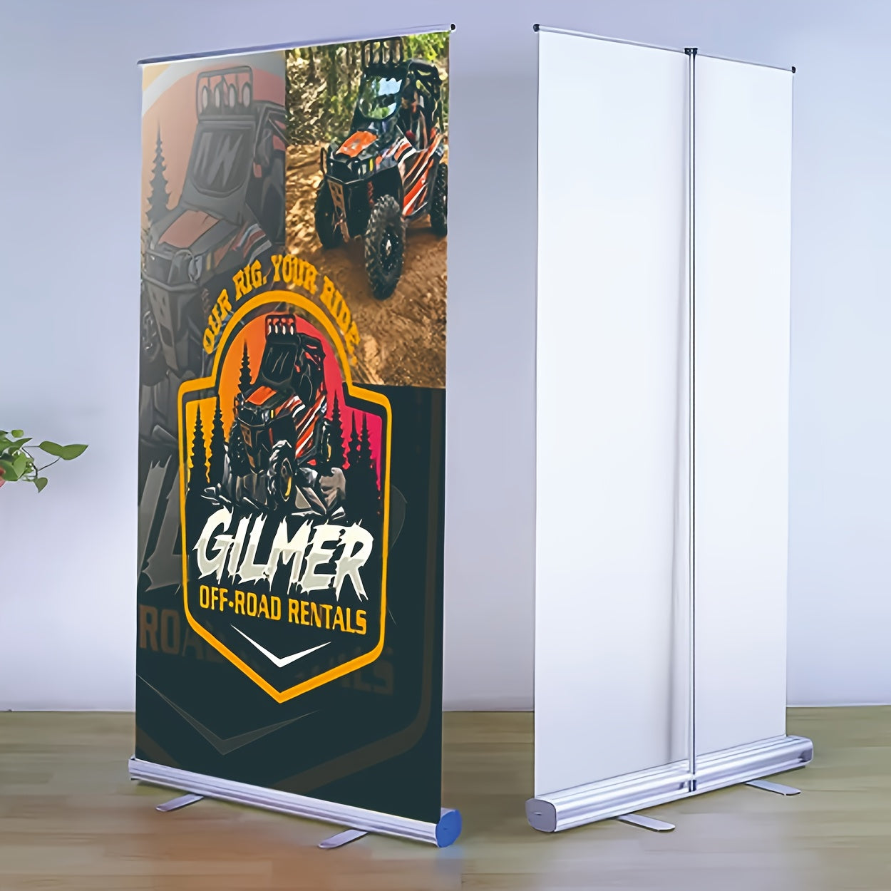 1 Set Retractable Personalized Banner Stand WithBase- Portable, Suitable For Wedding WelcomeDecoration, Birthday Banners, And CommercialPromotions