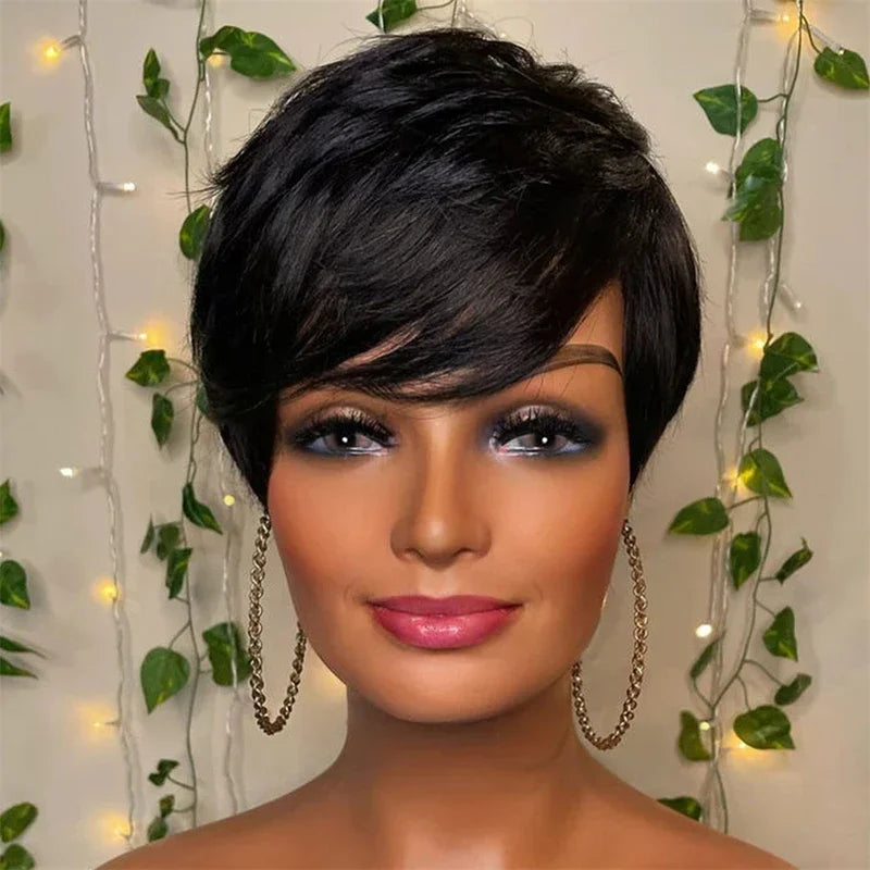 Short Pixie Cut Wig Human Hair Black Women