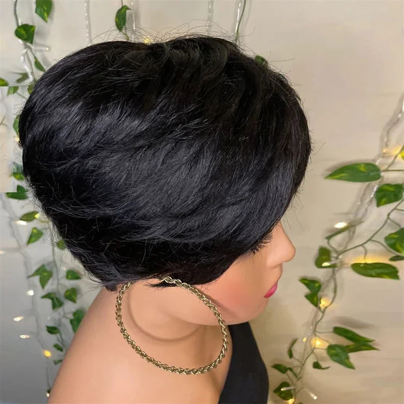 Short Pixie Cut Wig Human Hair Black Women