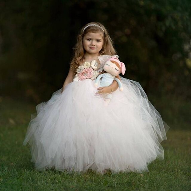 Baby Girls Pink Vintage Flower Tutu Dress-girls dresses-Top Super Deals-Ivory-3T-Free Item Online