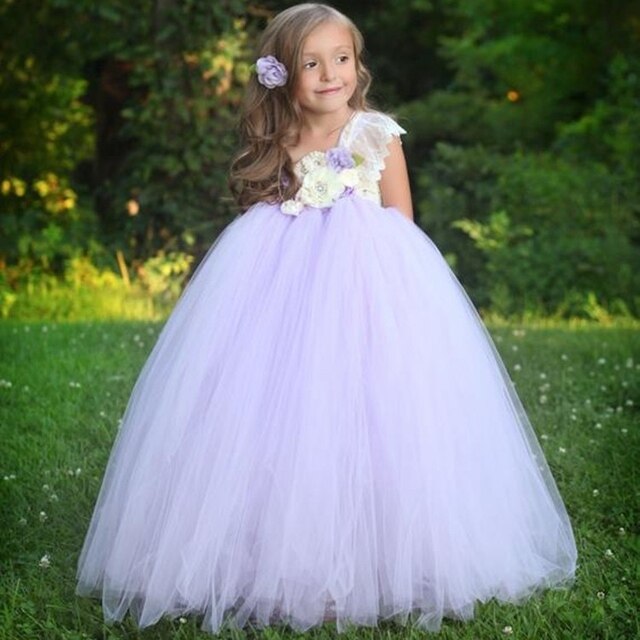 Baby Girls Pink Vintage Flower Tutu Dress-girls dresses-Top Super Deals-Lavender-5-Free Item Online