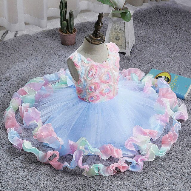 Kids Girl Flower Princess Party Tutu Dress-girls dresses-Top Super Deals-D2896-SkyBlue-10-Free Item Online