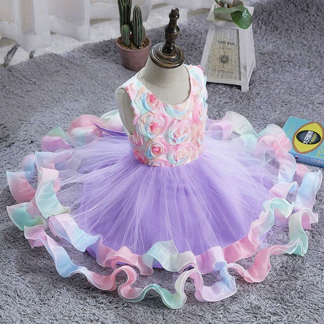 Kids Girl Flower Princess Party Tutu Dress-girls dresses-Top Super Deals-D2896-Purple-9-Free Item Online