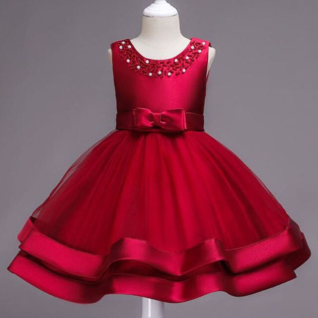 Kids Girl Flower Princess Party Tutu Dress-girls dresses-Top Super Deals-FD364-WineRed-2T-Free Item Online