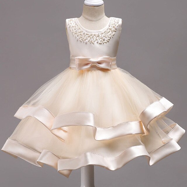 Kids Girl Flower Princess Party Tutu Dress-girls dresses-Top Super Deals-FD364-Champagne-3T-Free Item Online