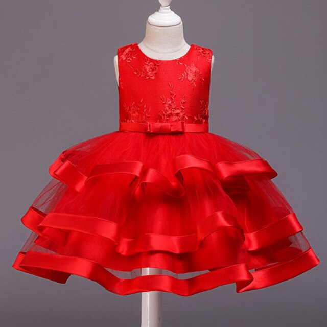 Kids Girl Flower Princess Party Tutu Dress-girls dresses-Top Super Deals-D0708-Red-9-Free Item Online