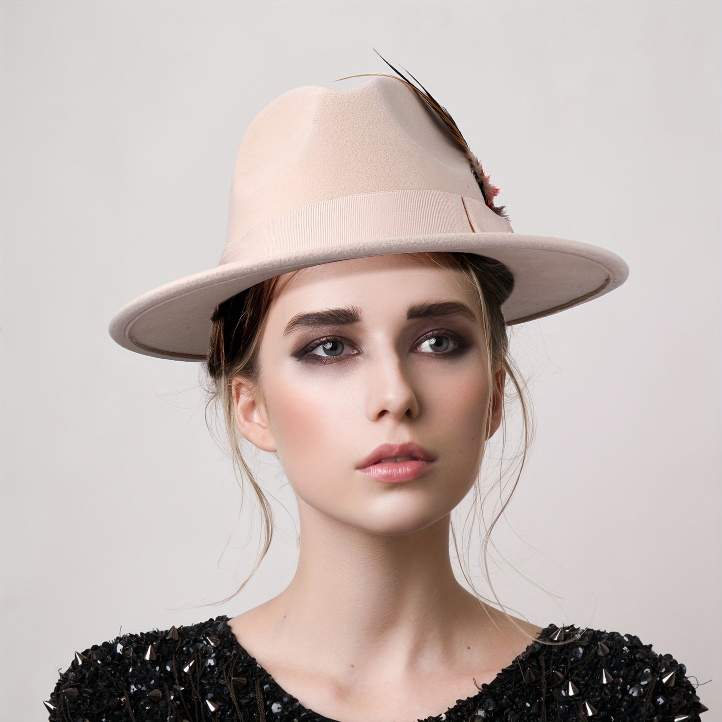 Unisex Wide Brim Felt Fedora Hat