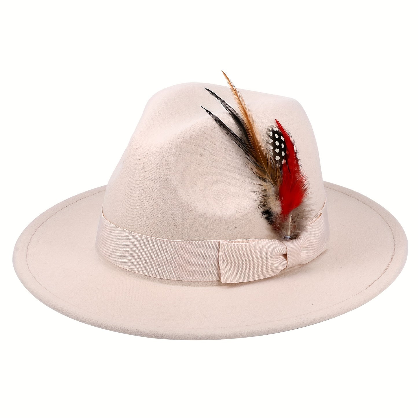 Unisex Wide Brim Felt Fedora Hat
