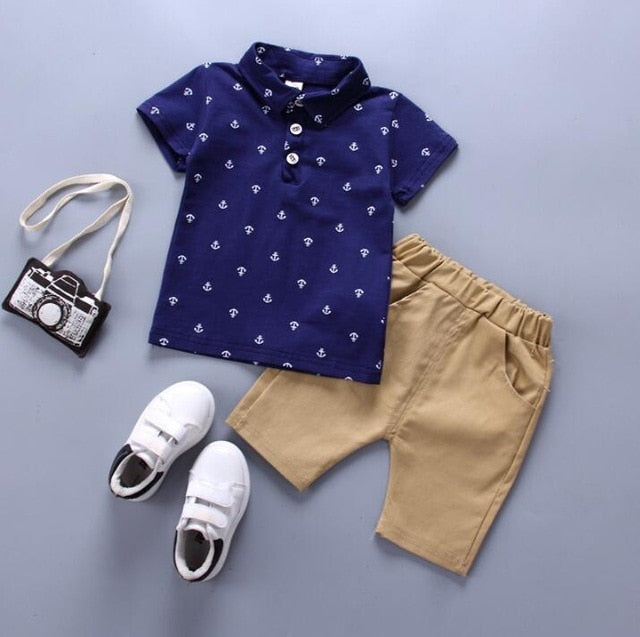 Summer Boys Clothing Sets T-shirt denim Shorts 2pcs Set