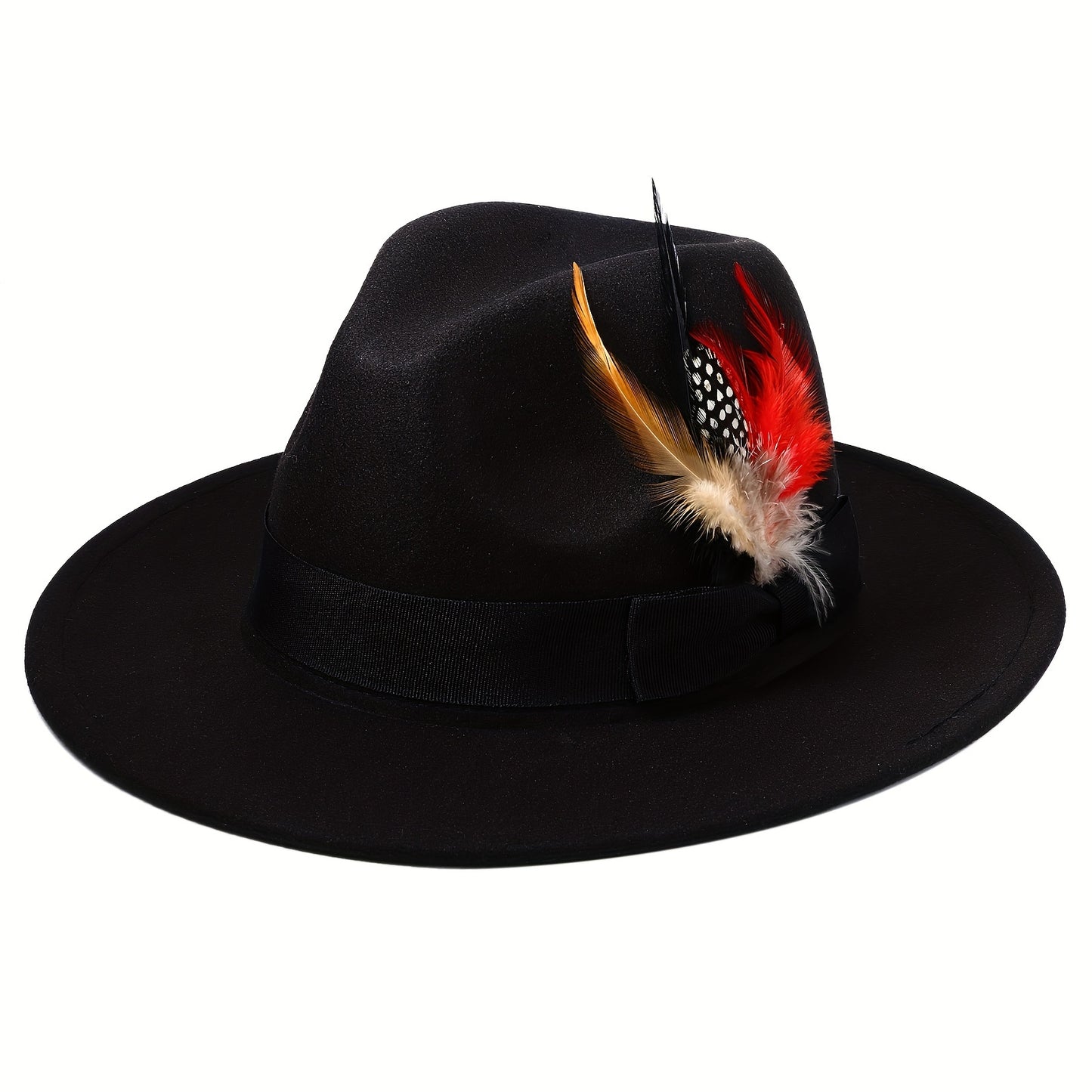 Unisex Wide Brim Felt Fedora Hat