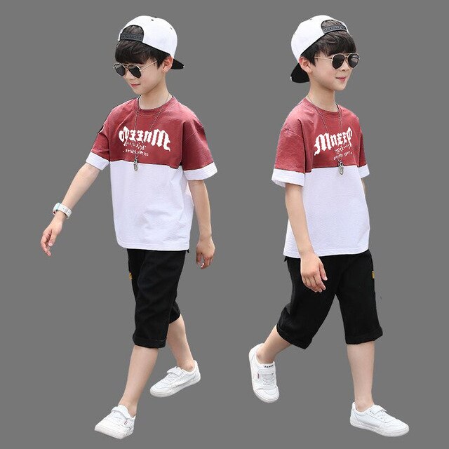 Boys Clothing Sets Summer Casual Outfit T-shirt + Pants Boys Clothes Children Clothing Suit Kids Tracksuit Teen 6 8 9 10 12 Year