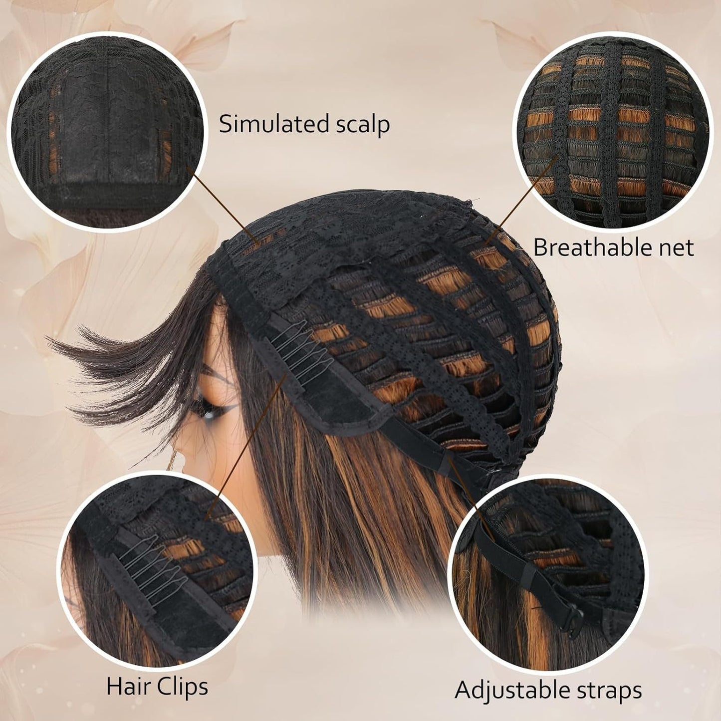 CIVRIE 26"Glueless Wig with Curtain Bangs