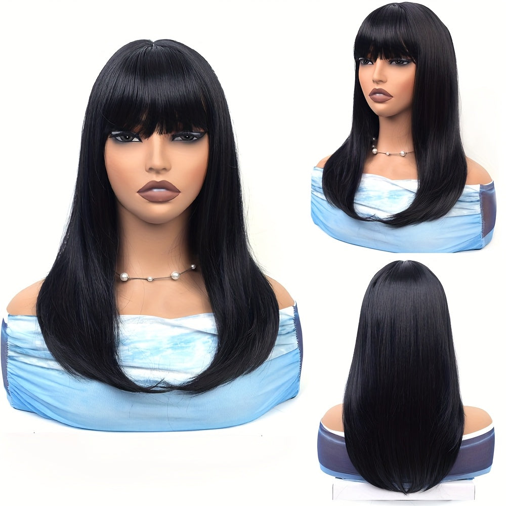 Black Straight Bob Wig with Bangs
