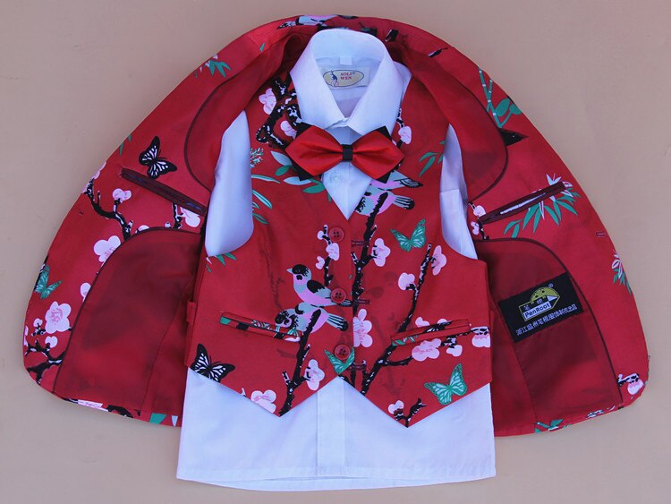 Boys Formal Suit high quality set Bird flower clothing