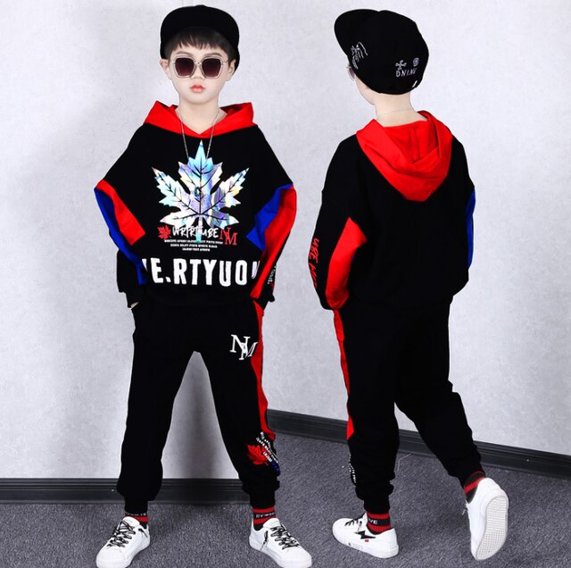 Children Tracksuit Hooded Green Hoodie Two-Piece Street Dance Sports Outfits For Boys Girls  Vetement Garcon 4 6 8 10 12 14 Yrs