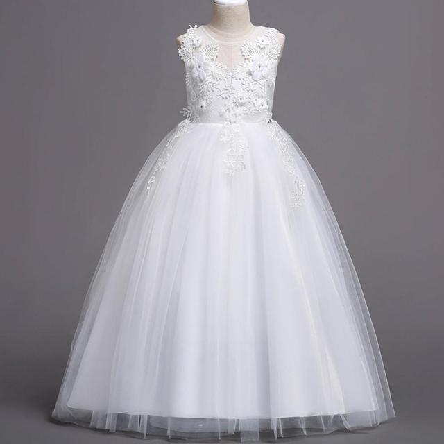 Children's Girl Wedding Flower Girl Wedding Ball Dress formal dress youth sleeveless Lace Applique dress 4~14 ysar