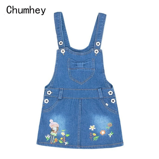 Chumhey 1-6T Kids Sundress Summer Girls Jeans Suspender dress Overalls Baby Straps Denim Bib Dress Toddler Clothing Bebe Clothes