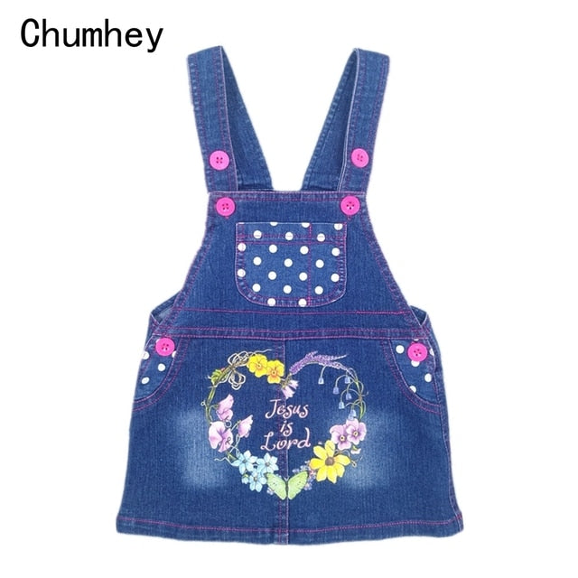 Chumhey 1-6T Kids Sundress Summer Girls Jeans Suspender dress Overalls Baby Straps Denim Bib Dress Toddler Clothing Bebe Clothes