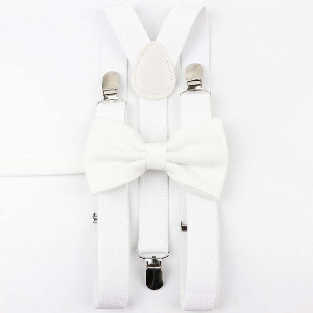 Cotton Linen Solid Suspender Bowtie Sets Men Women Boy Girl Kids Children Wedding Y-Back Straps Braces Butterfly For Pants Skirt