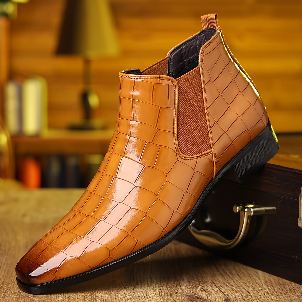 Men's Slip-On Checkered Boots