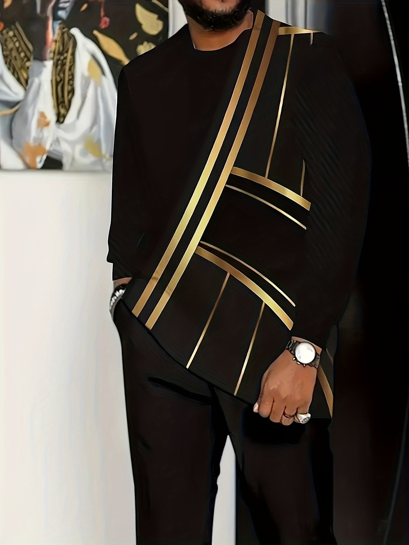 Men's Long-Sleeved Top and Pants Set