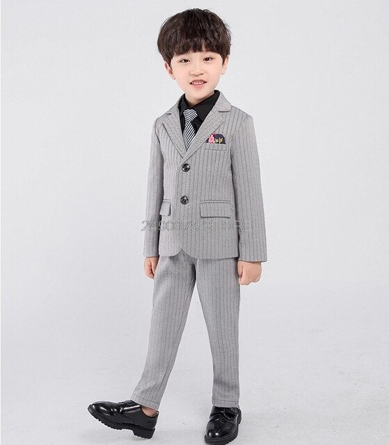 Flower Boys Formal Wedding Suit Kids Japan Style Jacket +Pants+Vest+BowTie 4Pcs Tuxedo Suit Kids Party Host Costume