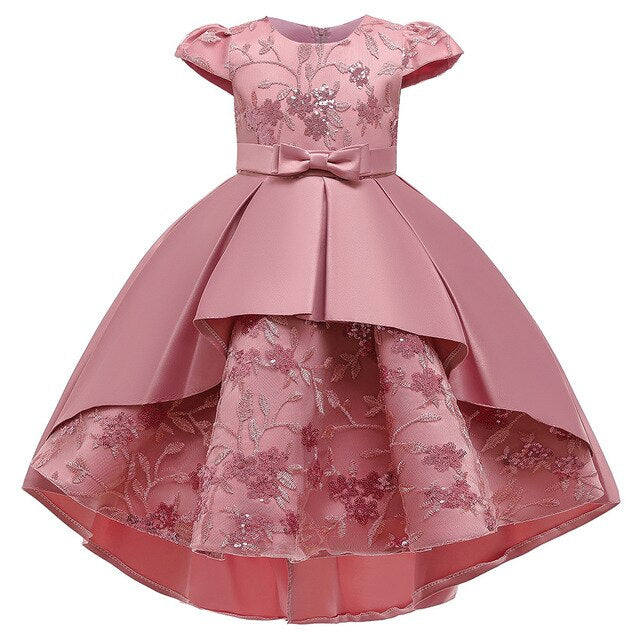 Girl clothes trail wedding dress for Girls Dresses Princess birthday party bow tutu costume