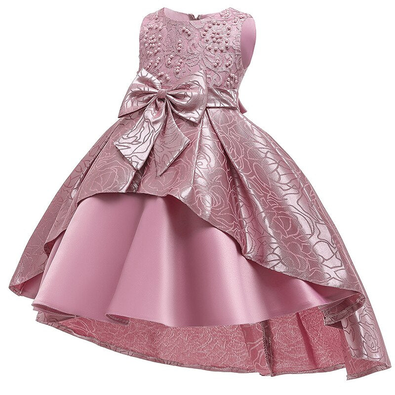 Girl clothes trail wedding dress for Girls Dresses Princess birthday party bow tutu costume