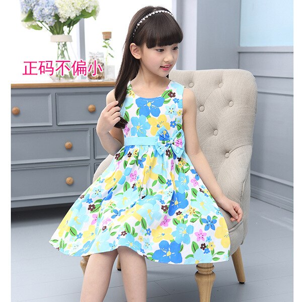 Girls Vest Dress Cotton Flower Print Children Wear  Korean Cute 95% Cotton Princess Party Dresses 4 5 6 7 8 9 10 11 12 14 Year