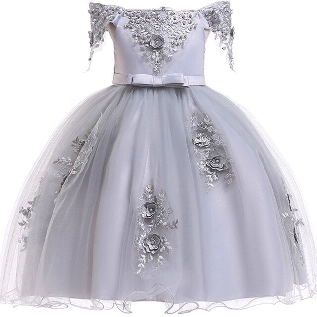 Girls dress lace beaded formal evening dress wedding princess flower clothing girl children costume party baby girl clothes