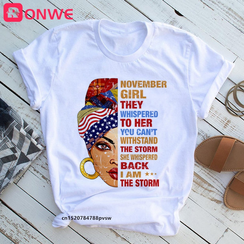 African Lady Women Tee Black Girl History Month T-shirt Melanin Top-tee shirt-Top Super Deals-P6028K-White-M-Free Item Online