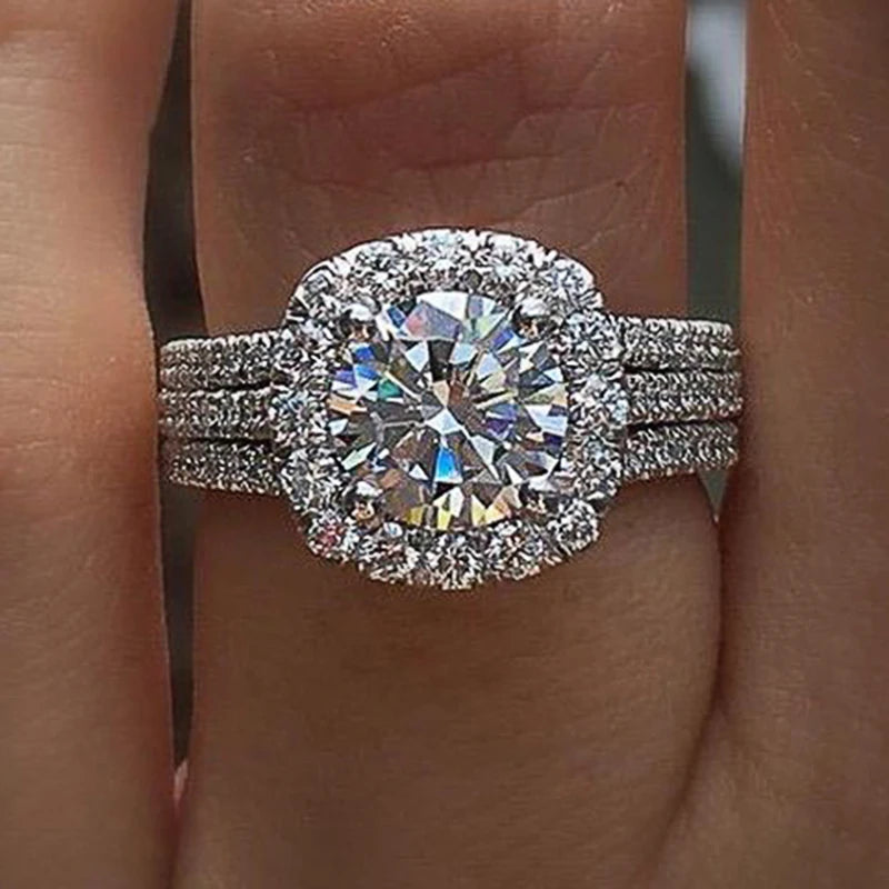 Women Rings with Brilliant Cubic Zirconia Luxury Engagement band