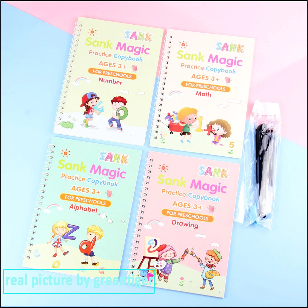 Magic Copybooks Children's Toy Writing Reusable Free Wiping English Arabic Verison Option Writing Practice Copy Books