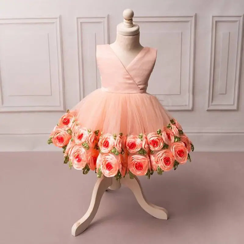 UK Formal Kids Flower Girl Dress Princess Bridesmaid Party Wedding Pageant Dress Rose Sundress 2-8T
