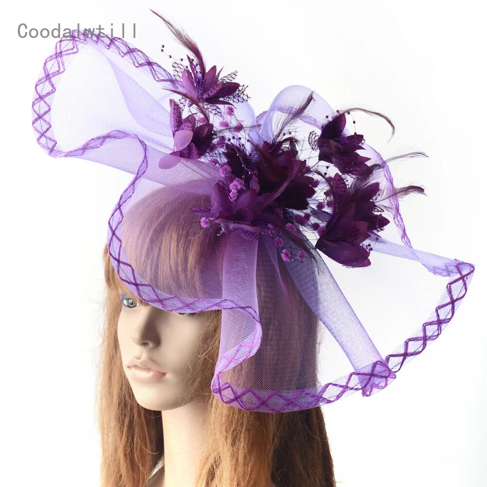 Women Elegant Big Headwear Wedding Fascinators Flower Hat