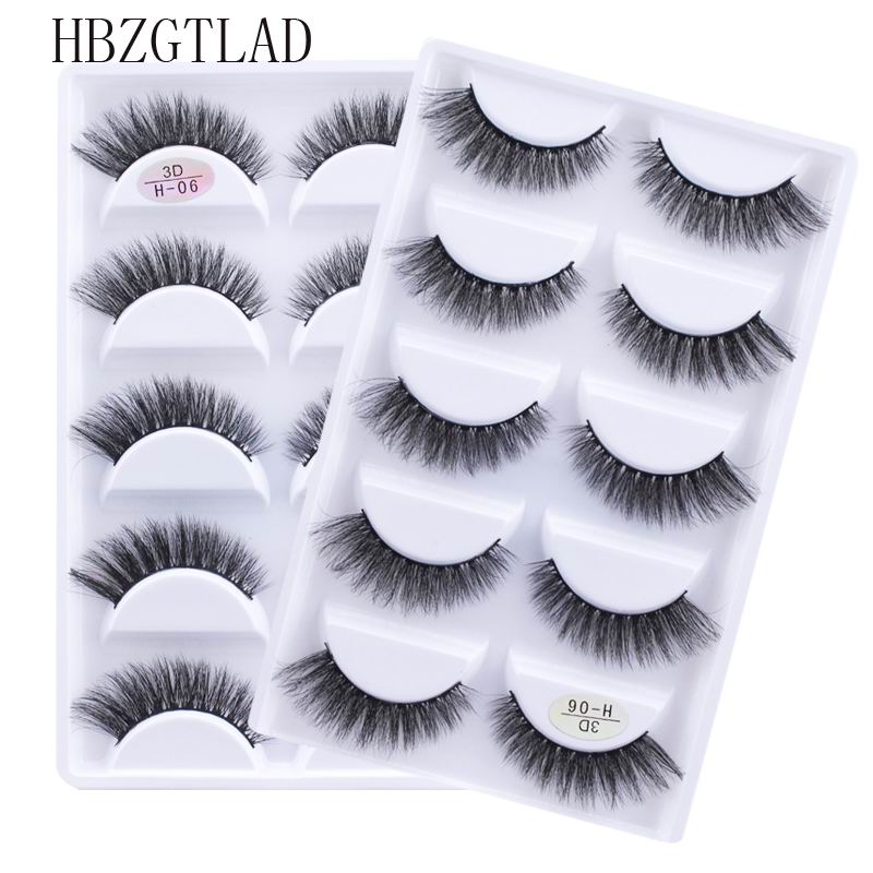 New Full 5 Pairs one box 3D Mink Hair False Eyelashes Natural Thick Long Eye Lashes Wispy Makeup Beauty Extension Tools H13