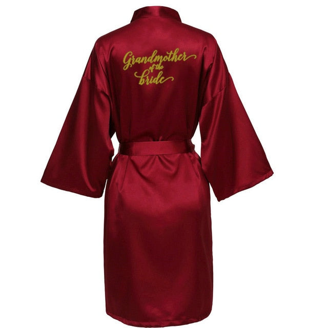 Burgundy Satin Kimono Robes women short pajamas dressing gown wine red Bridesmaid Gift team bride Bridal Party Robes