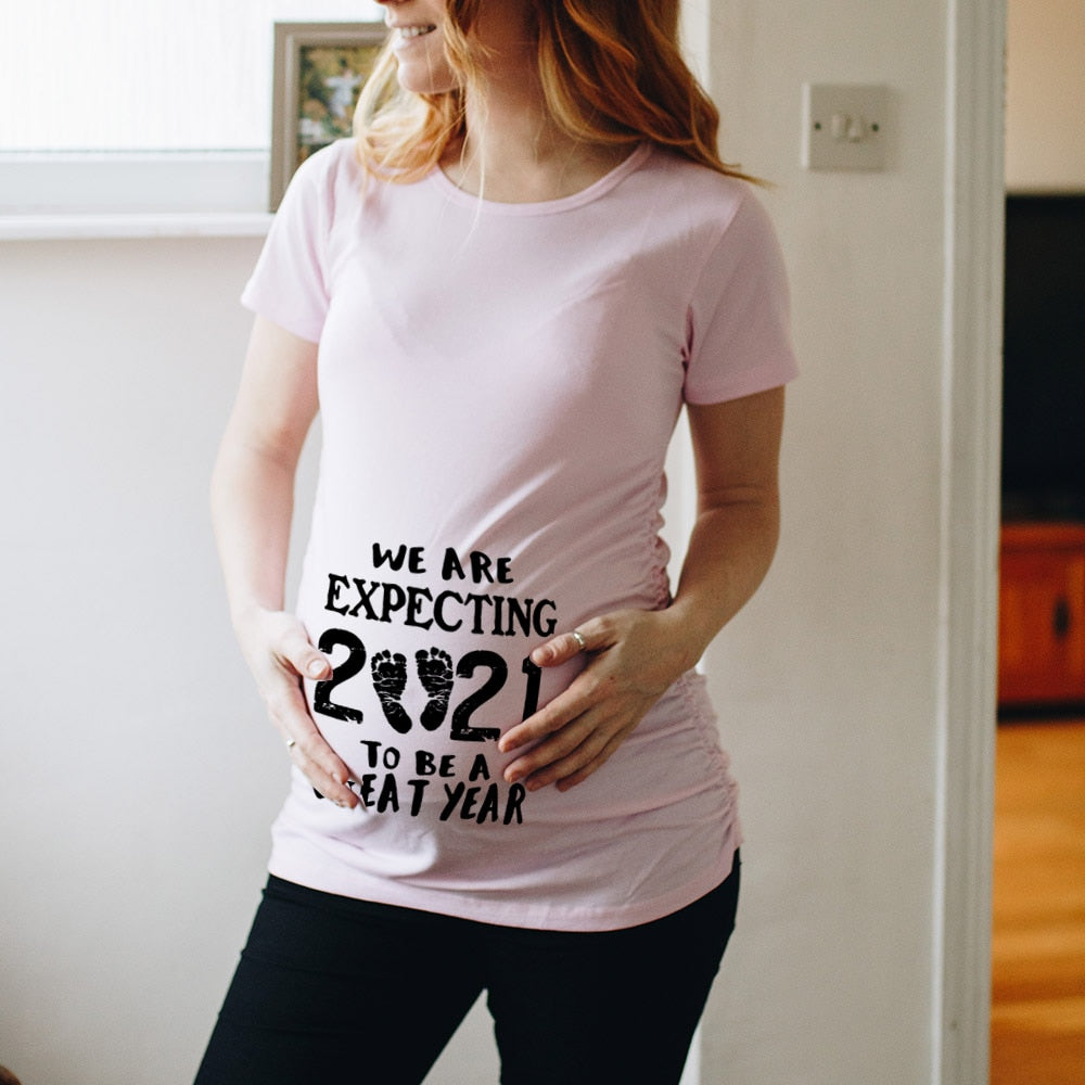 Zipper Baby Loading Women Pregnant Funny T Shirt Girl Maternity Pregnancy Announcement Shirt New Mom Cloth