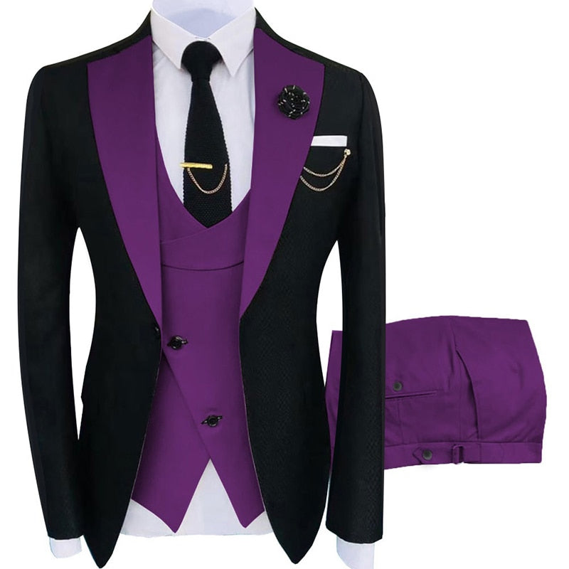 Slim Fit Blazers Ball And Groom Suits Fashion Wedding( Jacket + Vest + Pants )