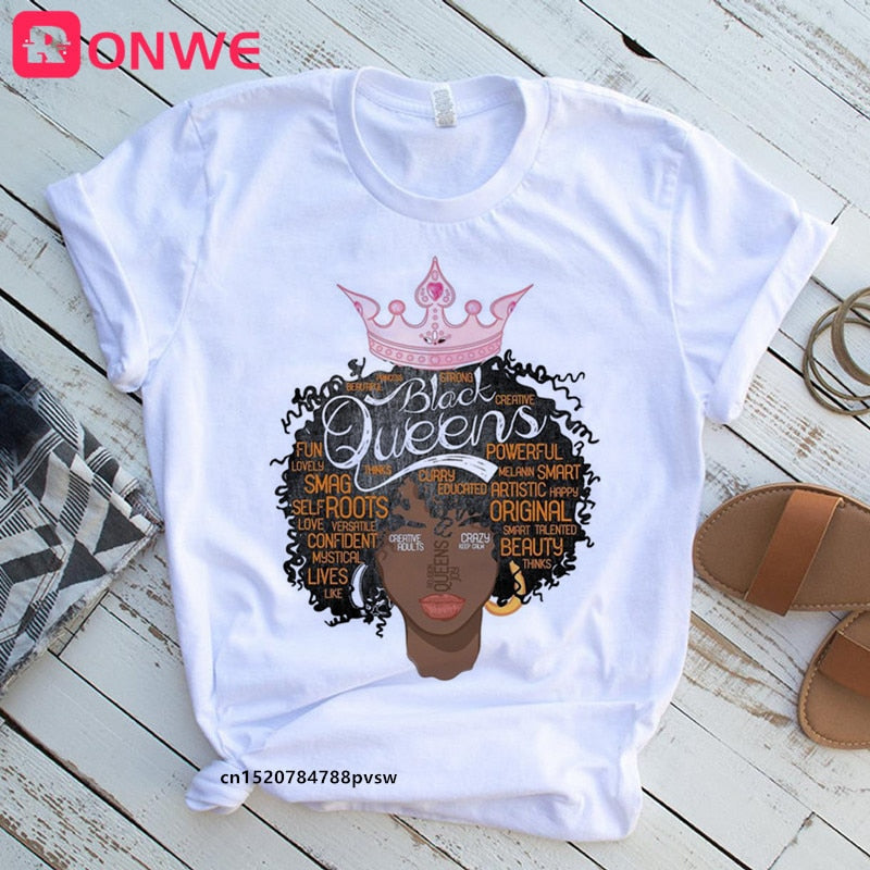 Beauty African Lady Women T shirt African Black Girl History Month Female T-shirt Melanin Tee Shirt